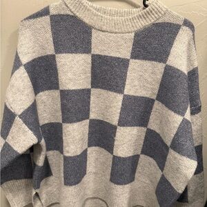 Checkered Blue and White Sweater